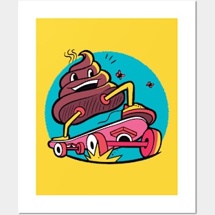 Skateboarding Poo Cartoon Posters and Art